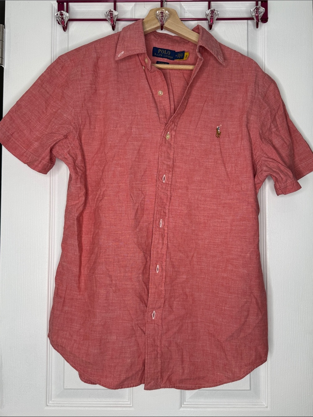 Polo by Ralph Lauren Coral Red Short Sleeve Button-Down Shirt
